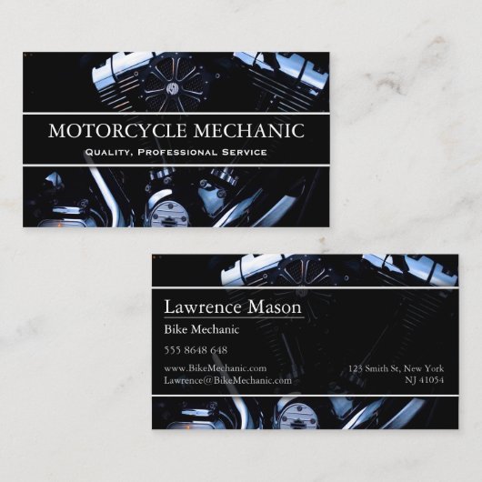 Foto van de motor van de motorfiets - Mechanisch V Visitekaartje (Voorkant / Achterkant)