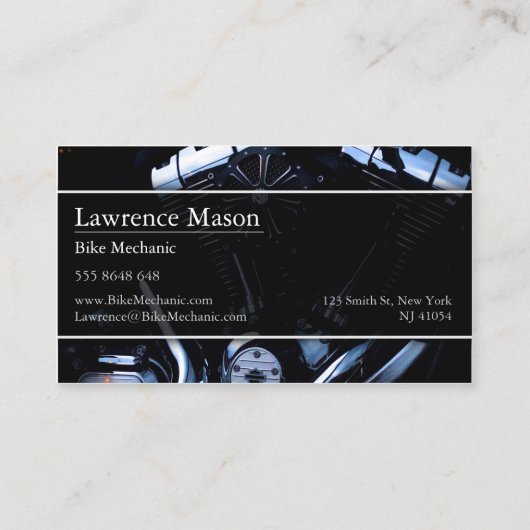 Foto van de motor van de motorfiets - Mechanisch V Visitekaartje (Achterkant)