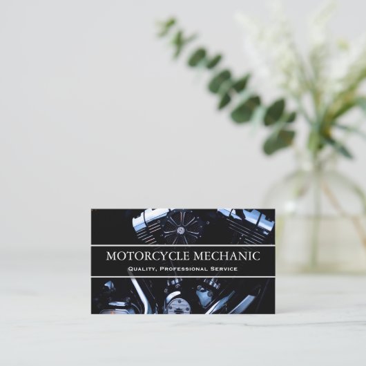 Foto van de motor van de motorfiets - Mechanisch V Visitekaartje (Staand voorkant)