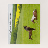 Foto van de natuur, wilde bruine paarden in een we legpuzzel (Verticaal)