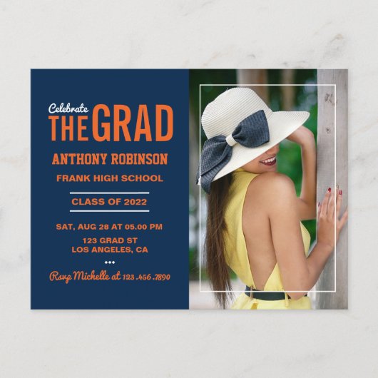 Foto van de Oranje en Blauwe GraduPartij Briefkaart (Voorkant)