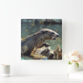 Foto van de Otter Animal-lover van het wild Vierkante Klok (Huis)