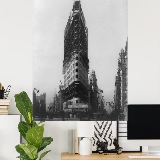 Foto van de oude NYC Flat Iron Building Poster (Thuiskantoor)
