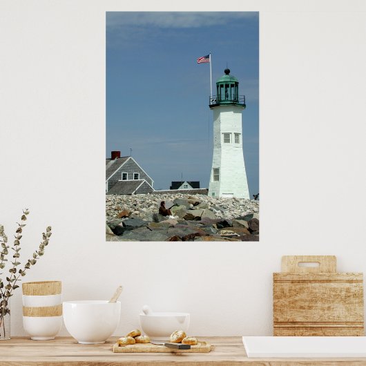 Foto van de oude Scituate vuurtoren Poster (Keuken)