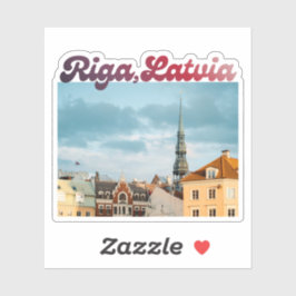 Foto van de oude stad Riga, souvenir uit Letland Sticker
