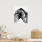 Foto van de paardenpaardensportfoto zwart-wit poster (Keuken)
