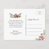 Foto van de Pas getrouwd van het huwelijk en Merry Feestdagenkaart (Achterkant)