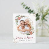 Foto van de Pas getrouwd van het huwelijk en Merry Feestdagenkaart (Staand voorkant)
