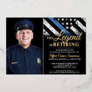 Foto van de politie-thin Blue Line Flag Retirement Folie Uitnodiging