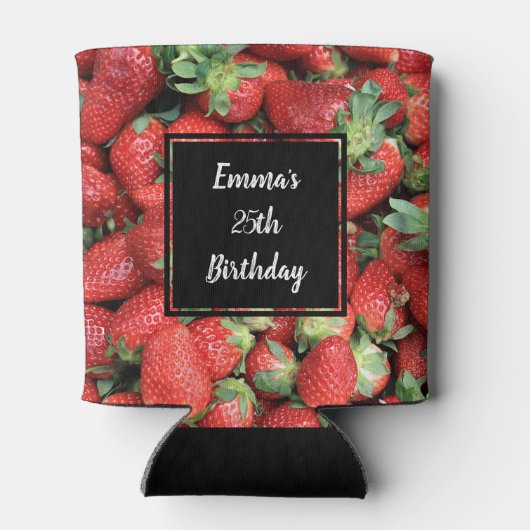 Foto van de Rode Juicy-aardbeien Blikjeskoeler (Achterkant)