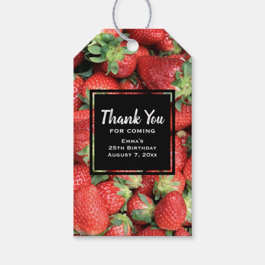 Foto van de Rode Juicy-aardbeien Hartelijk dank Cadeaulabel (Voorkant)