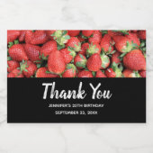 Foto van de Rode Juicy-aardbeien Hartelijk dank Sparkling Wijnetiket (Enkel label)