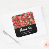 Foto van de Rode Juicy-aardbeien Hartelijk dank Vierkante Sticker (Envelop)