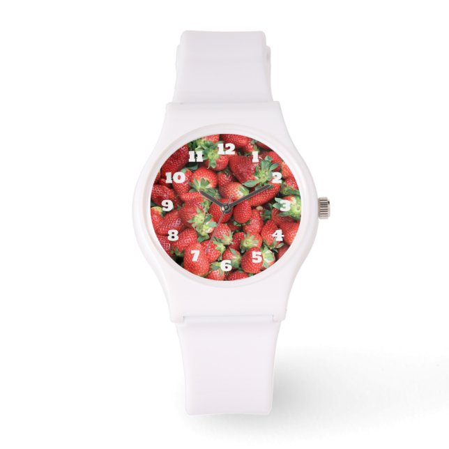 Foto van de Rode Juicy-aardbeien Horloge (Voorkant)