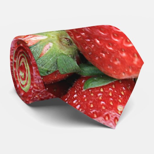 Foto van de Rode Juicy-aardbeien Stropdas (Opgerold)