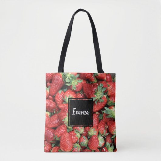 Foto van de Rode Juicy-aardbeien Tote Bag (Voorkant)