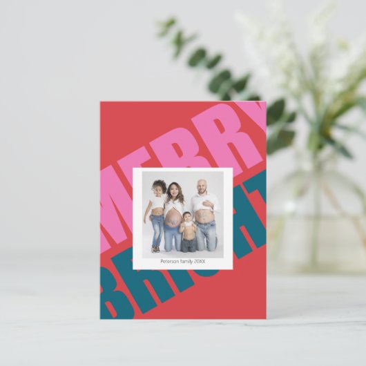 Foto van de roodbruine kerst briefkaart (Staand voorkant)