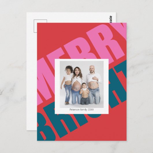 Foto van de roodbruine kerst briefkaart (Voorkant / Achterkant)