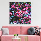 Foto van de roze bloeiende hondhout canvas afdruk (Insitu (Woonkamer))