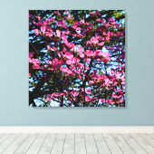 Foto van de roze bloeiende hondhout canvas afdruk (Insitu (Houten vloer))