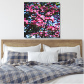 Foto van de roze bloeiende hondhout canvas afdruk (Insitu (Slaapkamer))