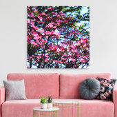Foto van de roze bloeiende hondhout canvas afdruk (Insitu (Woonkamer))