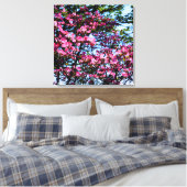 Foto van de roze bloeiende hondhout canvas afdruk (Insitu (Slaapkamer))
