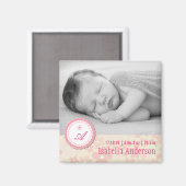 Foto van de roze Daisies Baby Girl Aankondiging Fo Magneet (Voorkant / Achterkant)