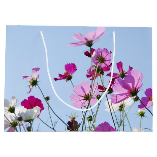 Foto van de roze en de Paarse  Bloem Groot Cadeauzakje (Achterkant)