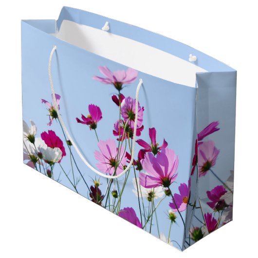 Foto van de roze en de Paarse  Bloem Groot Cadeauzakje (Achterkant Gekanteld)