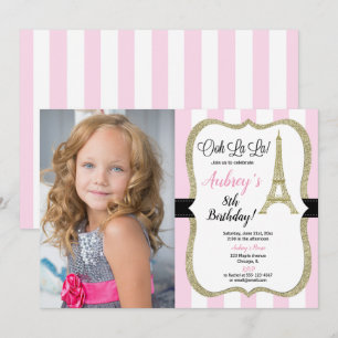 Foto van de roze en gouden Parijse Eiffeltoren - v Kaart