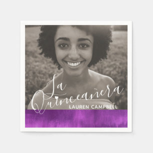 Foto van de roze mauve modern La Quinceañera Servet