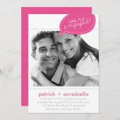 Foto van de roze Speech Bubble Engagement Party Kaart (Voorkant / Achterkant)