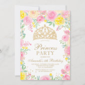 Foto van de roze waterverf tiara princess party kaart (Voorkant)