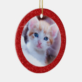 Foto van de Schattige familie Sparkly Red Glitter Keramisch Ornament (Rechts)