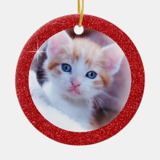 Foto van de Schattige familie Sparkly Red Glitter Keramisch Ornament (Voorkant)
