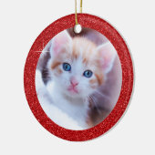 Foto van de Schattige familie Sparkly Red Glitter Keramisch Ornament (Links)