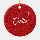 Foto van de Schattige familie Sparkly Red Glitter Keramisch Ornament (Achterkant)