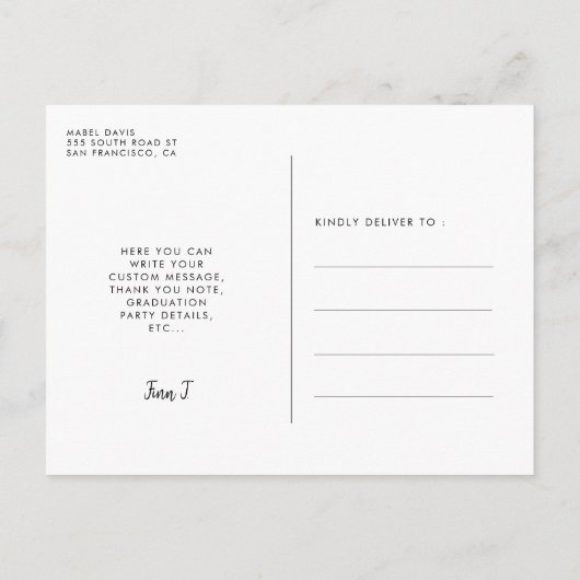 Foto van de scriptgraduatie-partij briefkaart (Achterkant)