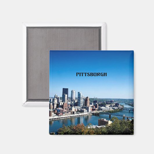 Foto van de skyline van Pittsburgh, Pennsylvania Magneet (Voorkant / Achterkant)