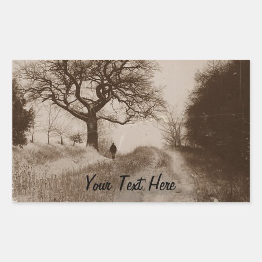 foto van de sneeuwscène in de atmosfeer rechthoekige sticker (Voorkant)