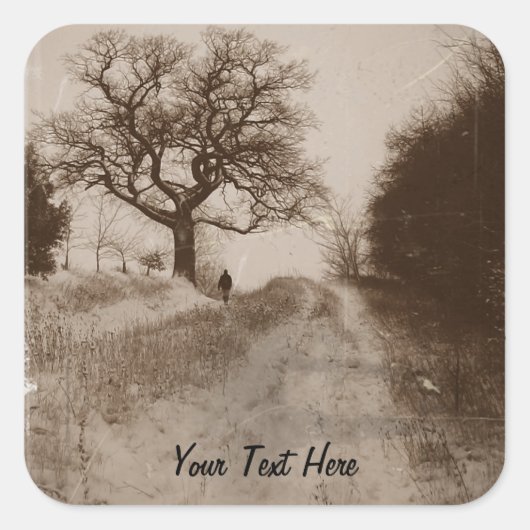 foto van de sneeuwscène in de atmosfeer vierkante sticker (Voorkant)