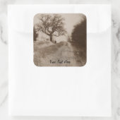 foto van de sneeuwscène in de atmosfeer vierkante sticker (Tas)