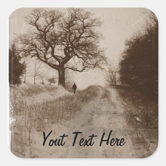 foto van de sneeuwscène in de atmosfeer vierkante sticker (Voorkant)