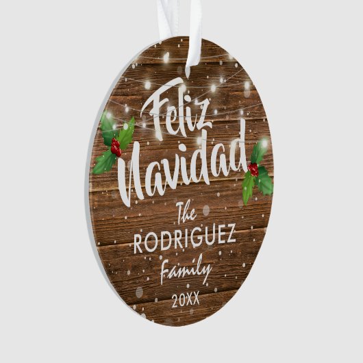 Foto van de Spaanse familie Feliz Navidad Ornament (voorkant)