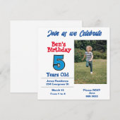 Foto van de Uitnodiging van de Vijfjarige Jongen P (Voorkant / Achterkant)