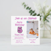 Foto van de Uitnodiging van de Vijfjarige Meisjesp (Staand voorkant)