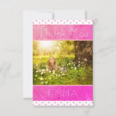 Foto van de verjaardagskaart Girly Pink Stars Foto Bedankkaart (Voorkant)