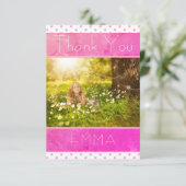 Foto van de verjaardagskaart Girly Pink Stars Foto Bedankkaart (Staand voorkant)