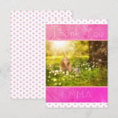 Foto van de verjaardagskaart Girly Pink Stars Foto Bedankkaart (Voorkant / Achterkant)